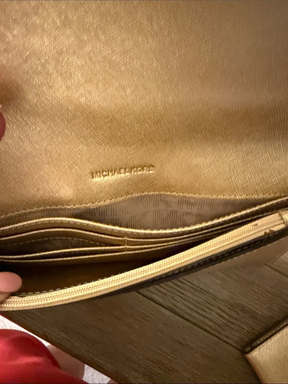 Michael Kors Gold Wallet Clutch with additional wallet insert